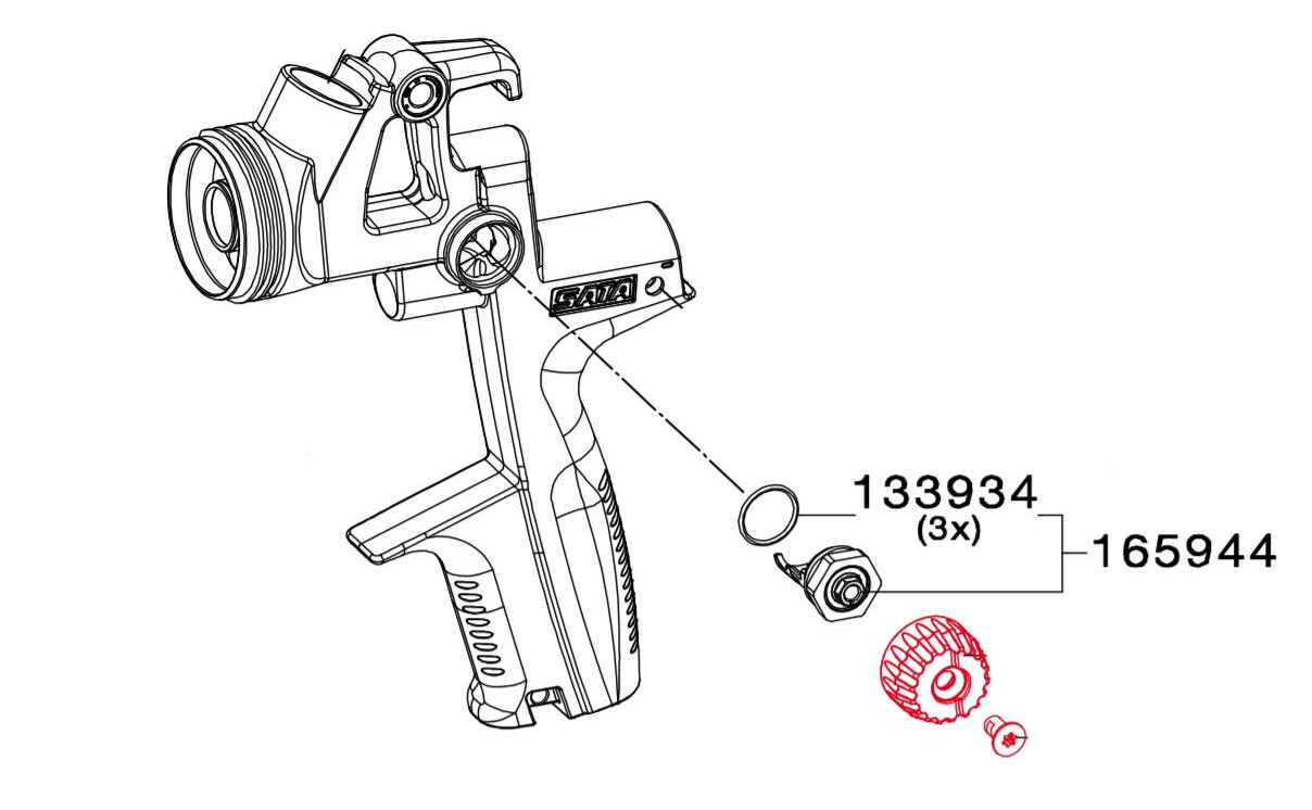 Spindelis priekš apaļās/šķautņu smidzināšanas kontroles >Quarter Turn< 165944